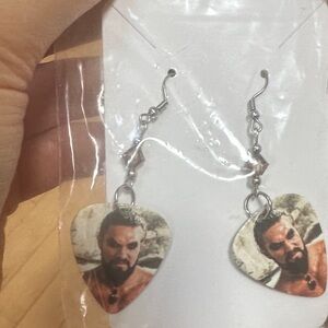 Men's Silver Guitar Pick Earrings